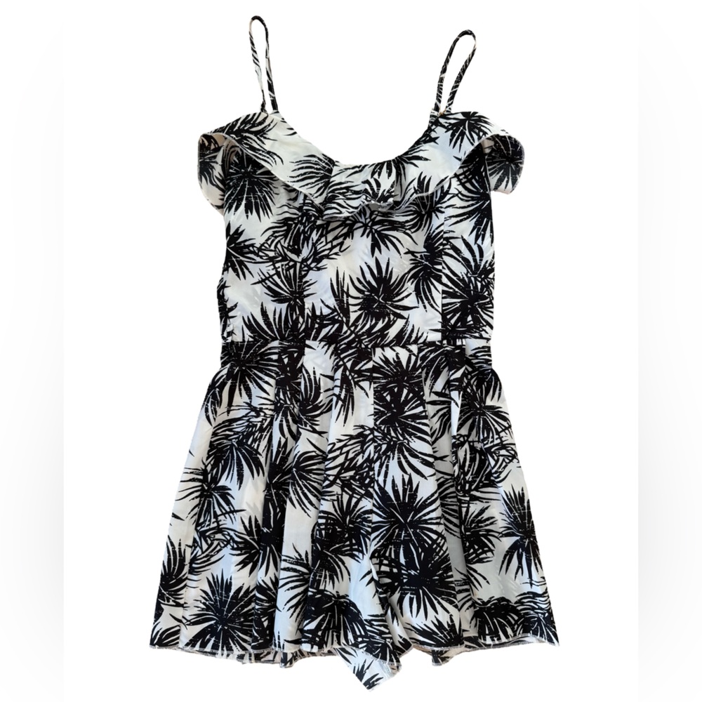 Y2K Parisian Collection Patterned Floral Black/Cream White Romper
